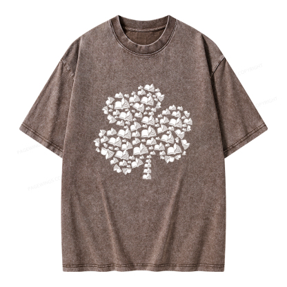 Shamrock Book St Patricks Day Unisex Washed T-shirt
