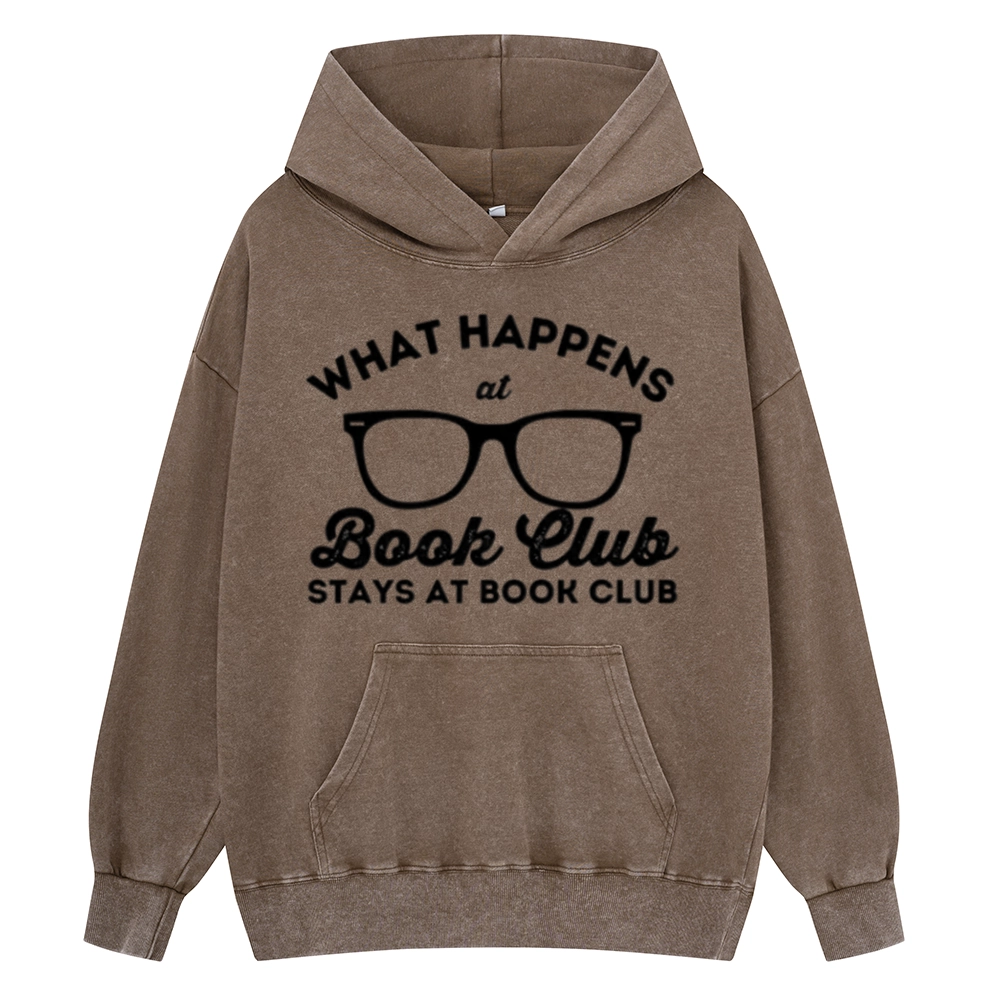 Pagewings What Happens At Book Club Unisex Washed Hoodie