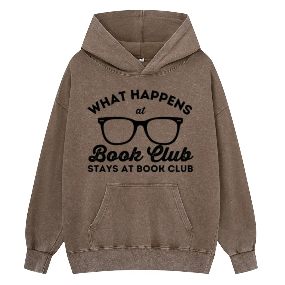 Pagewings What Happens At Book Club Unisex Washed Hoodie
