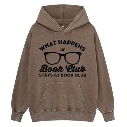 Pagewings What Happens At Book Club Unisex Washed Hoodie