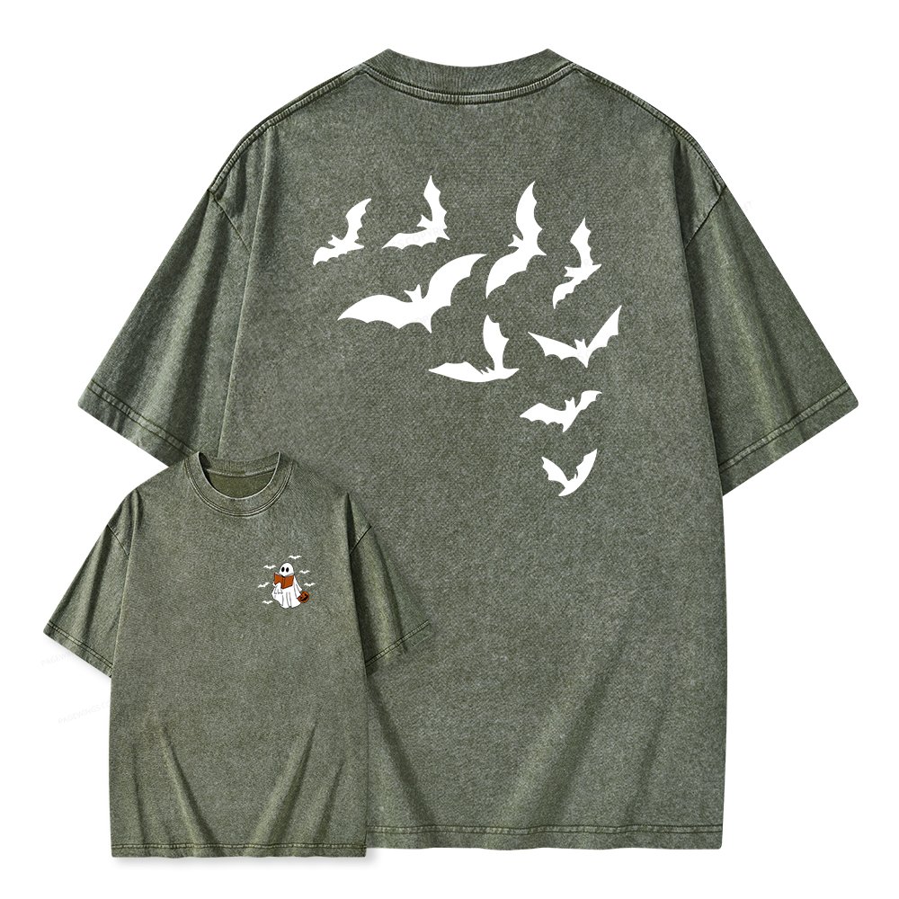 Pagewings Book Lover Halloween Unisex Washed T-shirt
