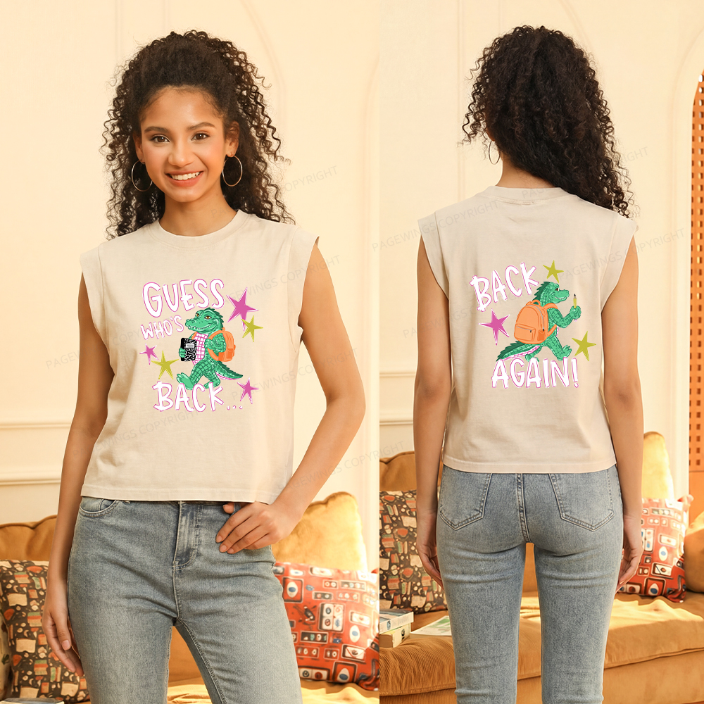 Pagewing Guess Who's Back Teacher Bookish Women's Washed Tank Top