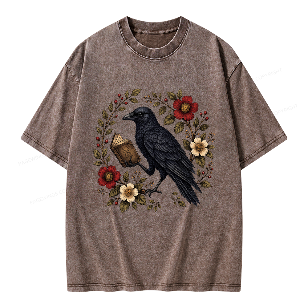 Pagewings Black Crow Unisex Washed T-shirt