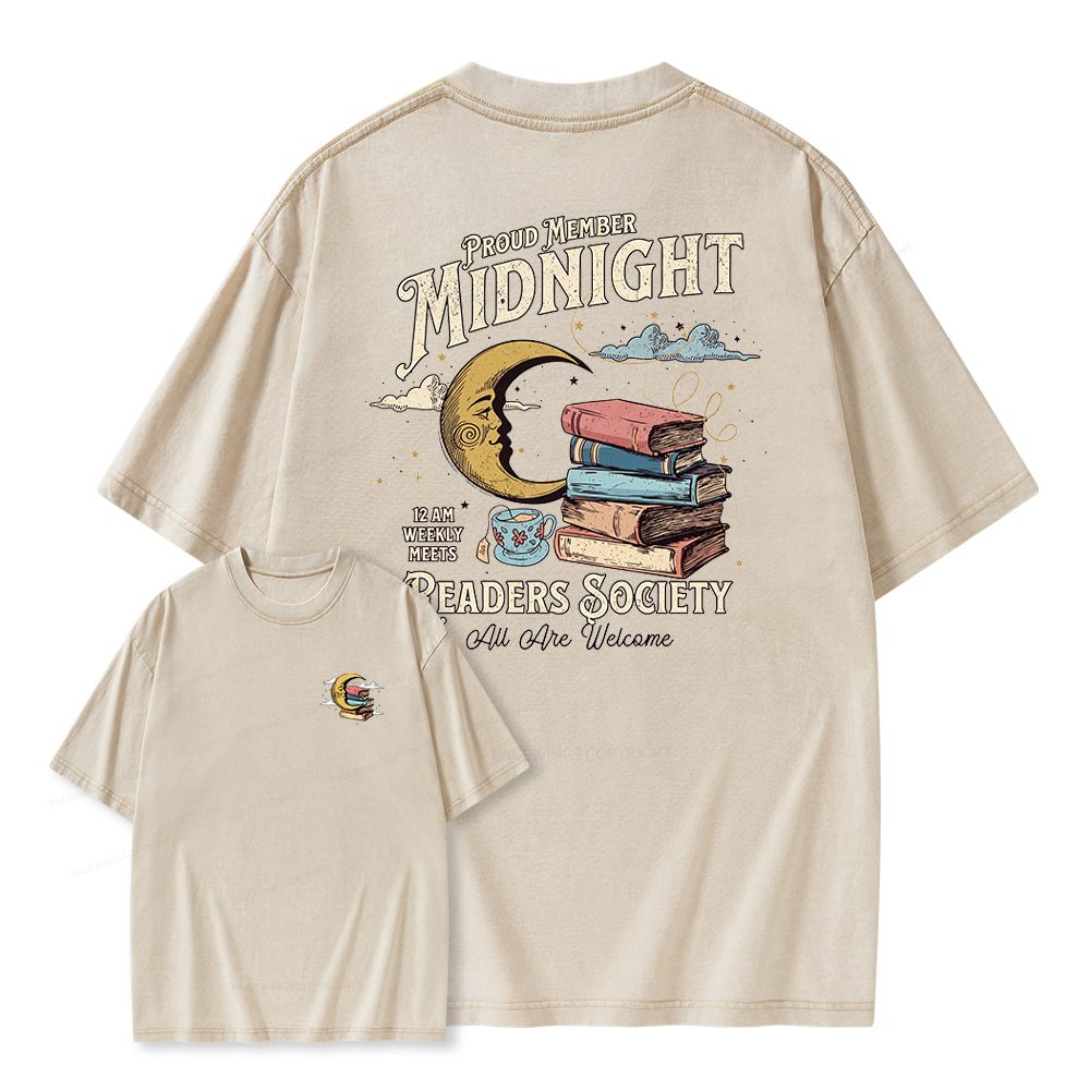 Pagewings Midnight Readers Society Unisex Washed T-shirt
