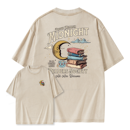 Pagewings Midnight Readers Society Unisex Washed T-shirt