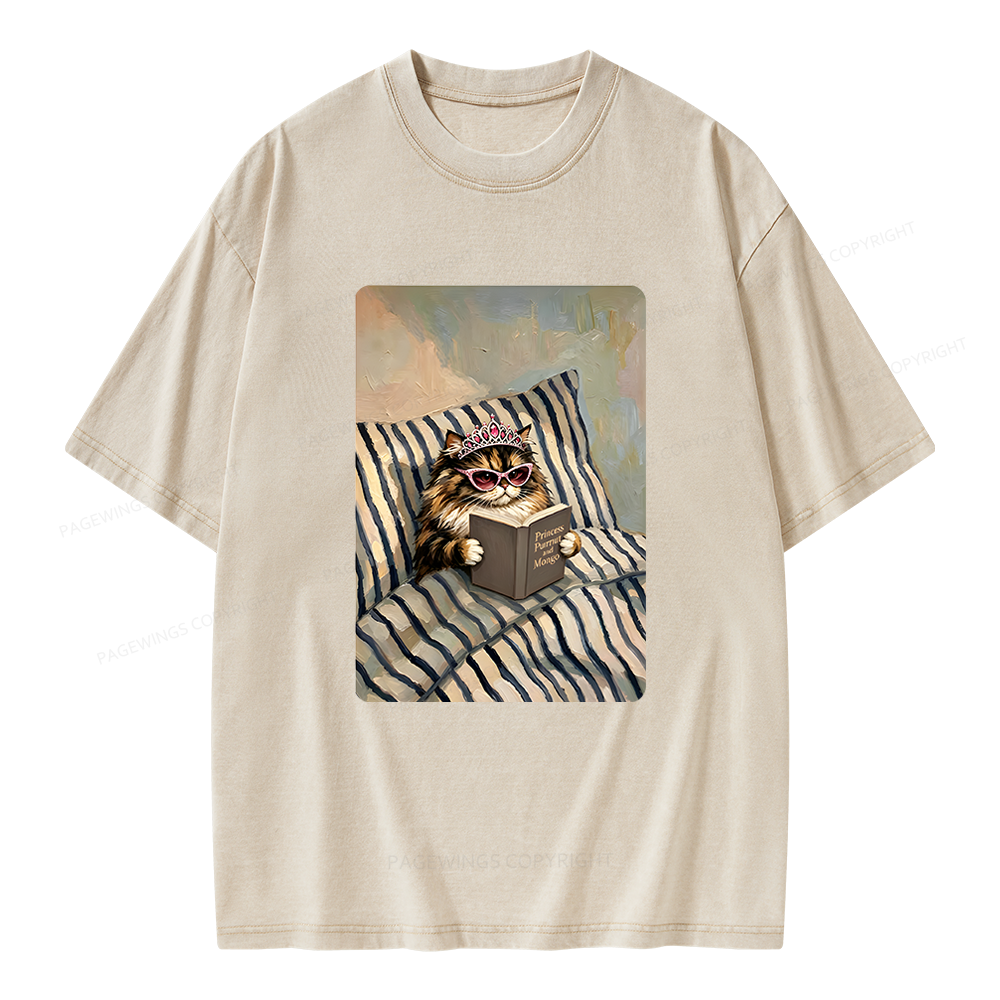 Pagewings Sci Fi Lover Reading Book in Bed Unisex Washed T-shirt