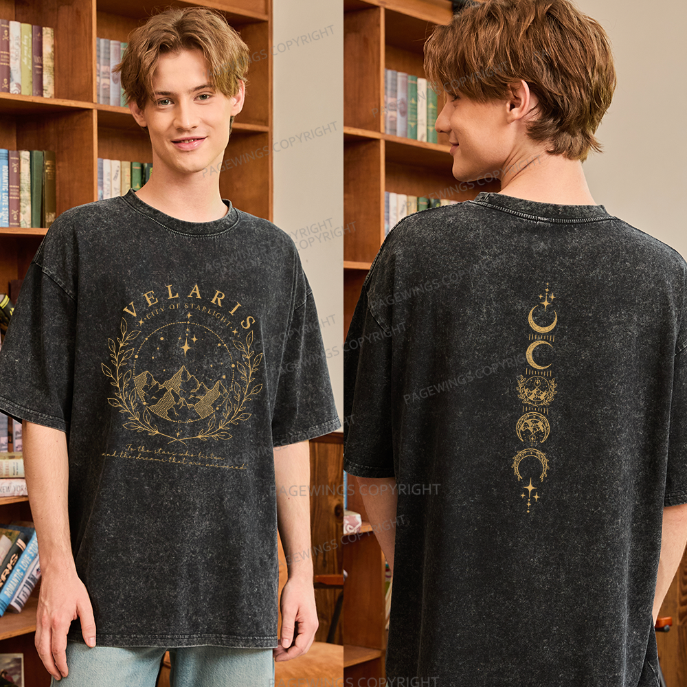 Pagewings Fantasy Romance Books Unisex Washed T-shirt
