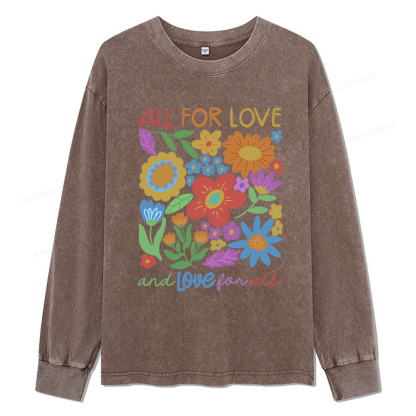Pagewings All For Love Unisex Washed Long Sleeve T-shirt