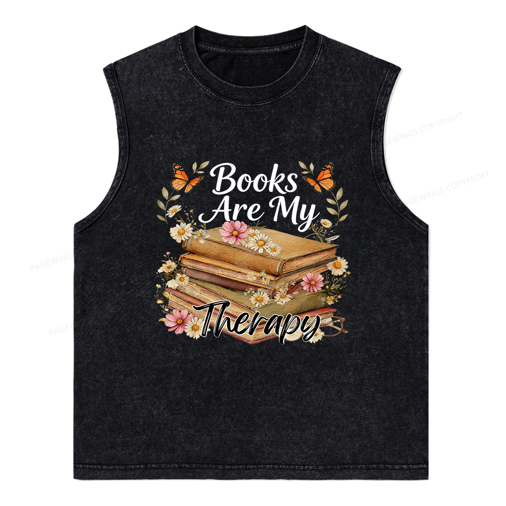 Pagewings Books Are My Therapy Unisex Washed Tank Top
