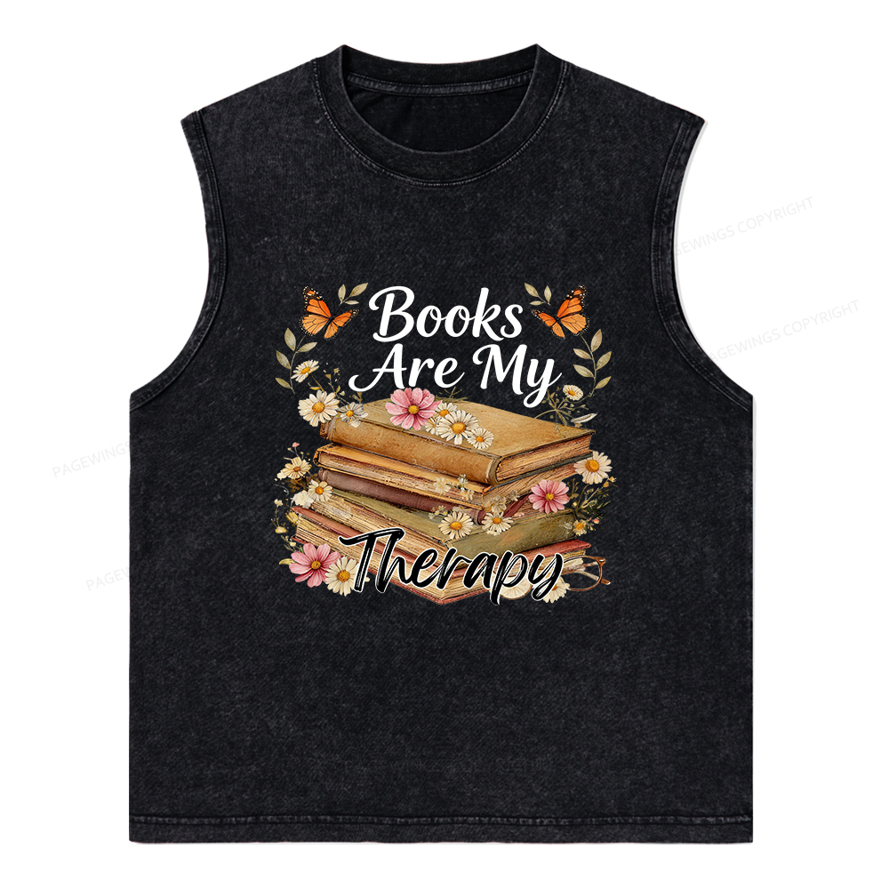 Pagewings Books Are My Therapy Unisex Washed Tank Top
