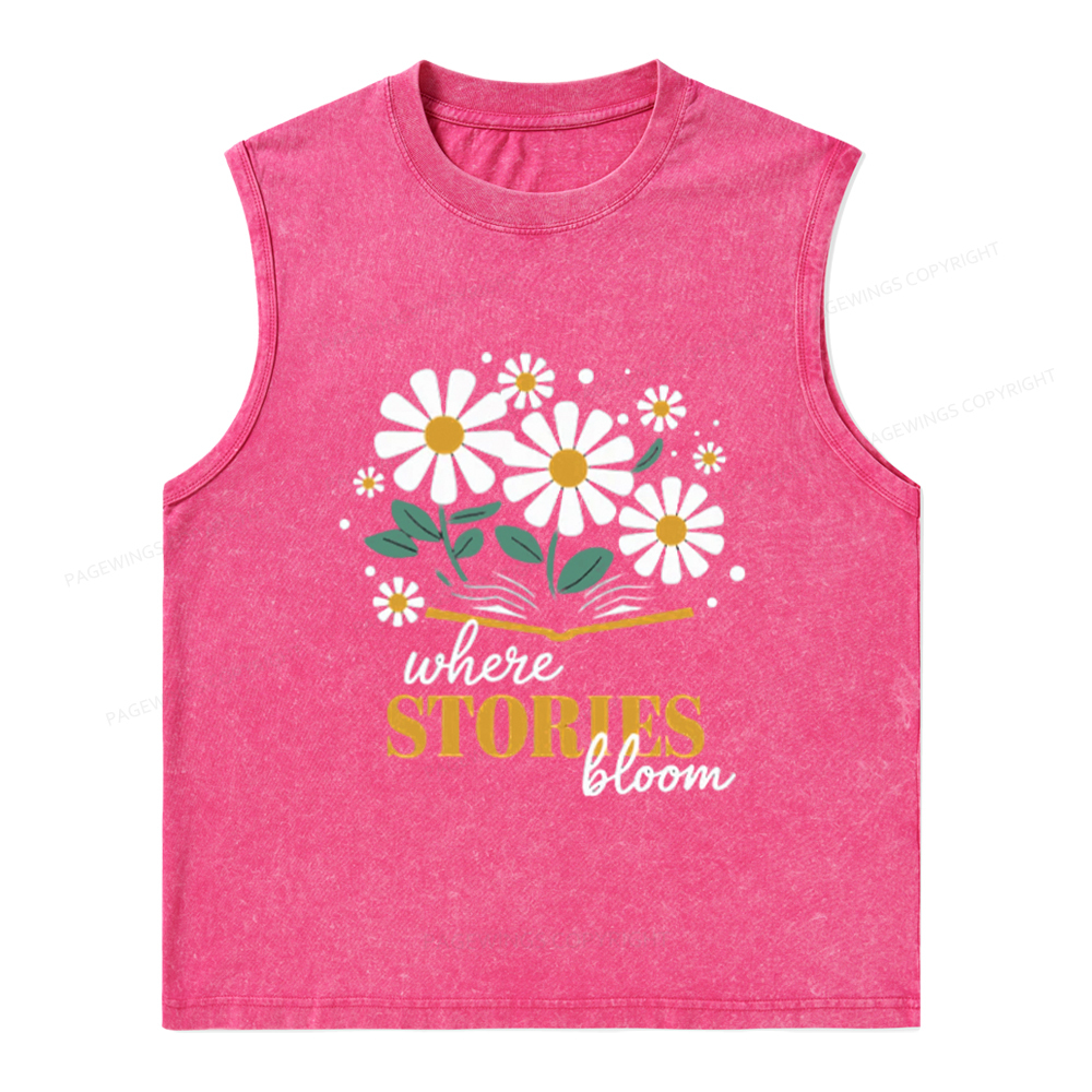 Pagewings Where Stories Bloom Unisex Washed Tank Top