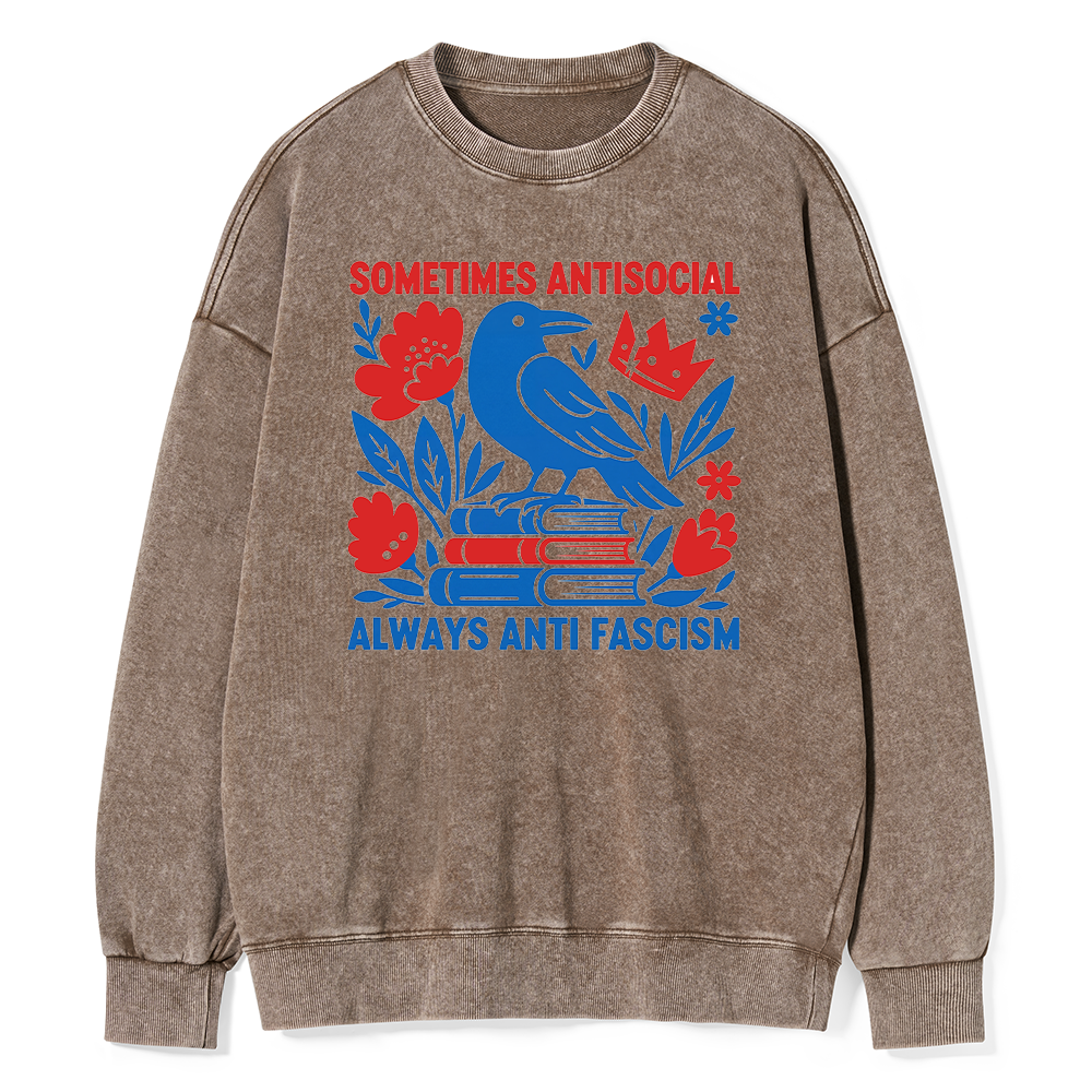 Pagewings Anti Fascism Unisex Washed Sweatshirt