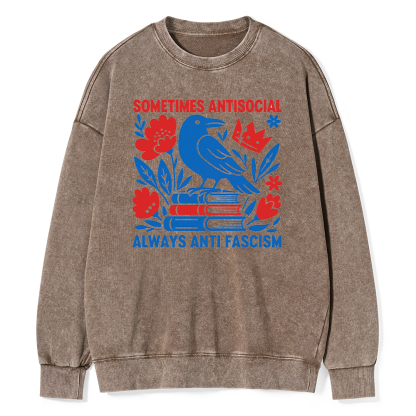 Pagewings Anti Fascism Unisex Washed Sweatshirt