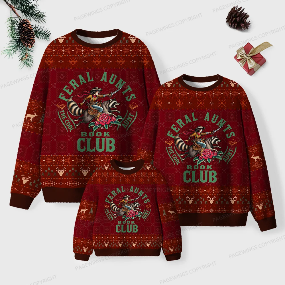 Pagewings Feral Aunts Book Club Unisex Ugly Knit Sweatshirt