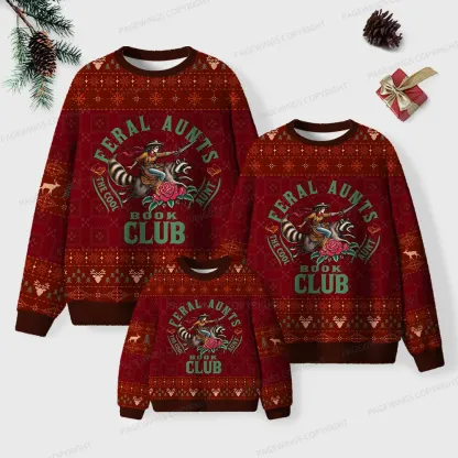 Pagewings Feral Aunts Book Club Unisex Ugly Knit Sweatshirt
