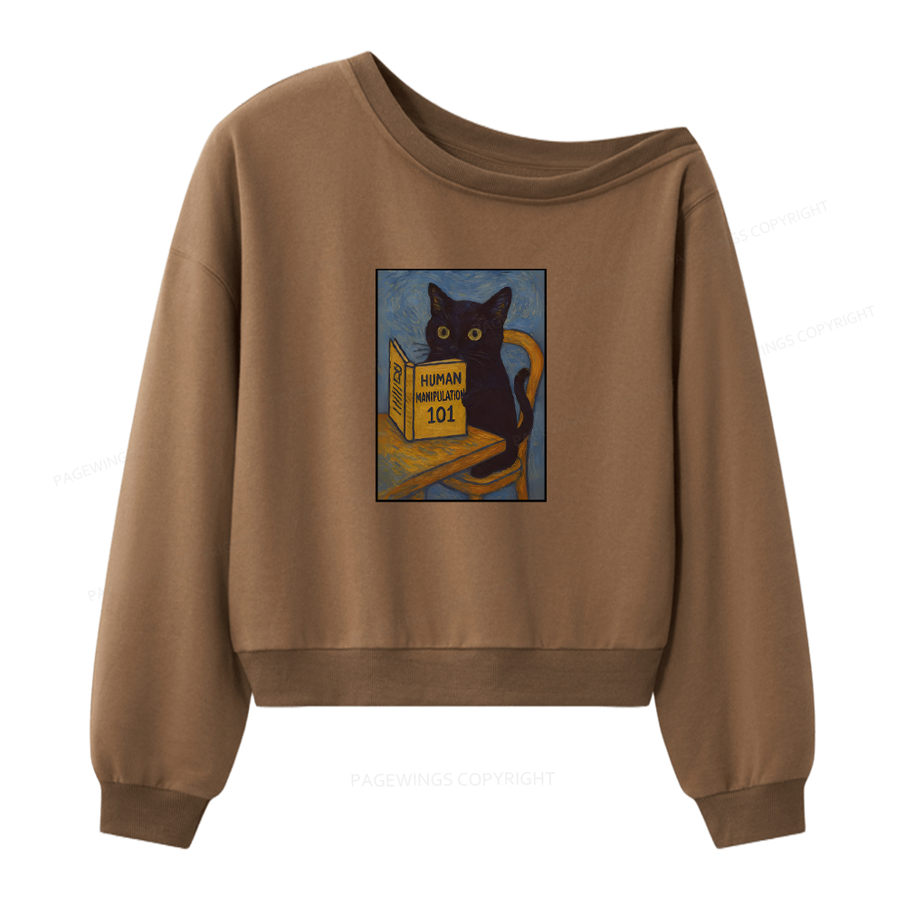 Pagewings Funny Cat Women Off Shoulder Sweatshirt