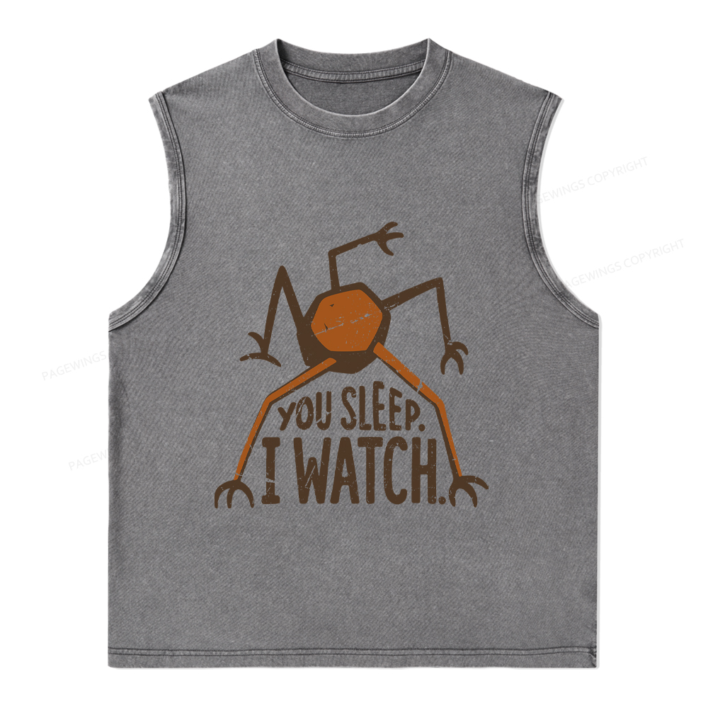 Pagewings You Sleep I Watch Unisex Washed Tank Top
