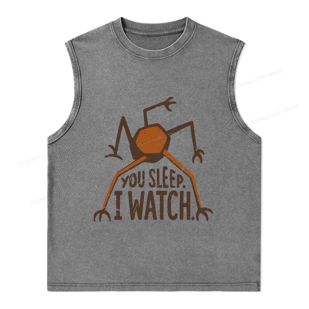 Pagewings You Sleep I Watch Unisex Washed Tank Top