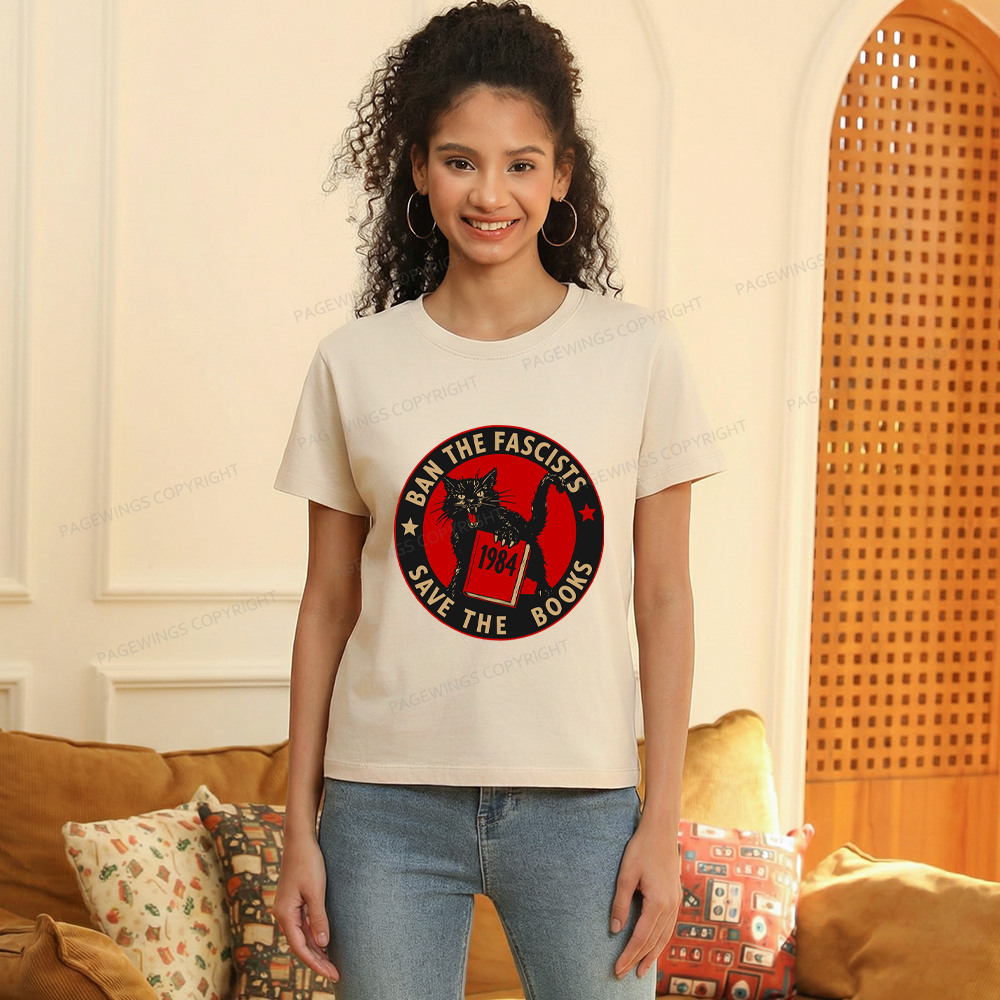 Pagewings Ban The Fascists Save The Books Women's Washed T-shirt