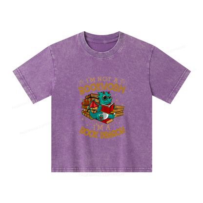 Pagewings Book Dragon T Shirts Unisex Kids Washed T-shirt