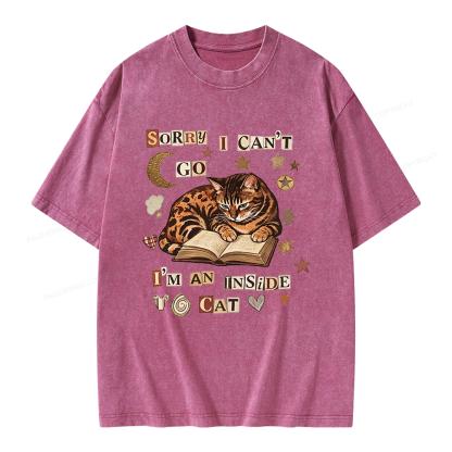 Pagewings Sorry I Can't Go I'm an Inside Cat Unisex Washed T-shirt