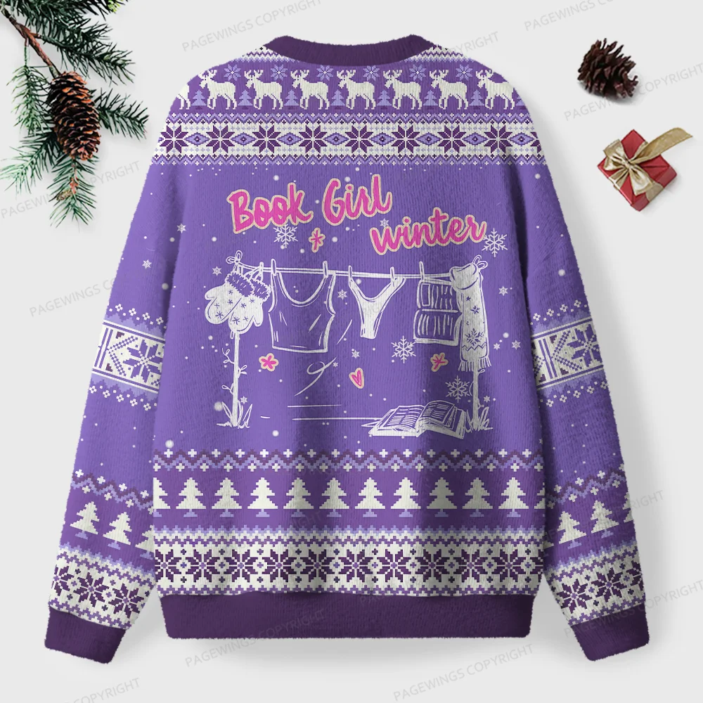 Pagewings Book Girl Winter Unisex Ugly Knit Sweatshirt