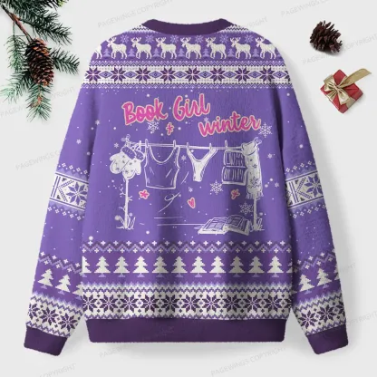 Pagewings Book Girl Winter Unisex Ugly Knit Sweatshirt