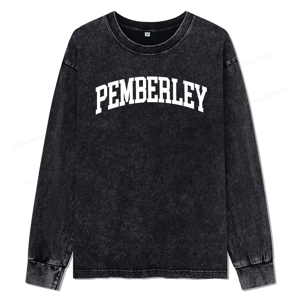 Pagewings Pemberley Bookworm Unisex Washed Long Sleeve T-shirt