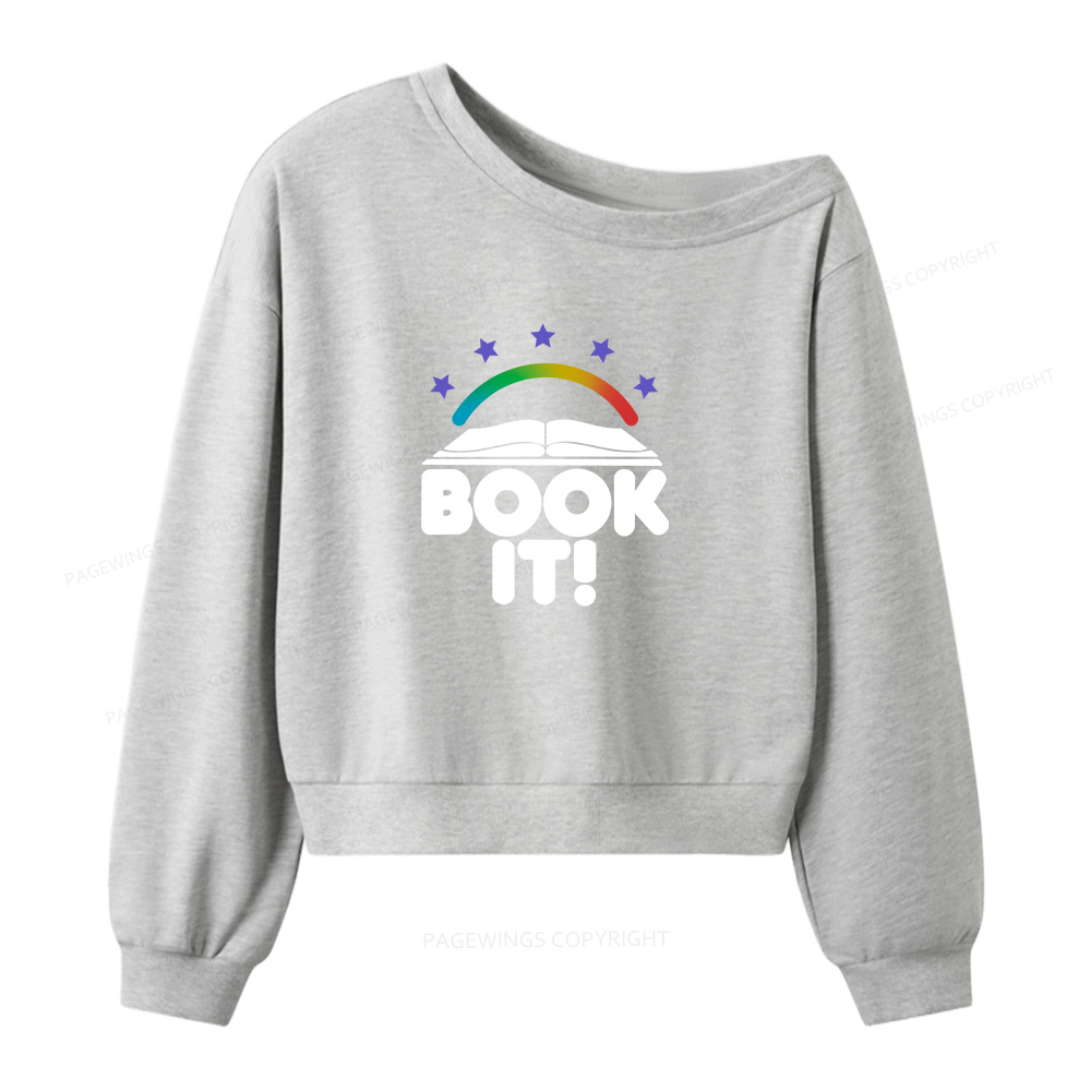 Pagewings Book It Women Off  Shoulder Sweatshirt