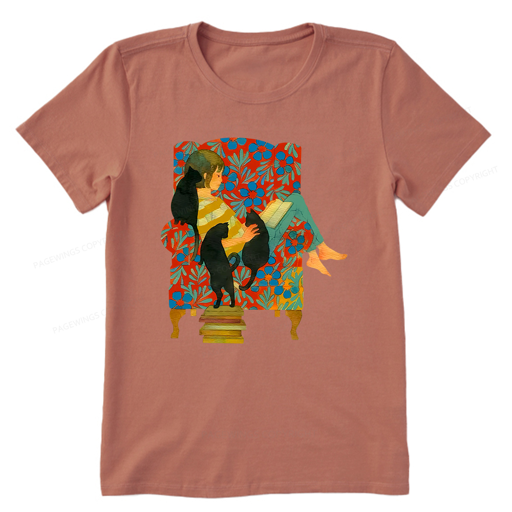 Pagewings A girl reading a book on the sofa Unisex Classic T-shirt