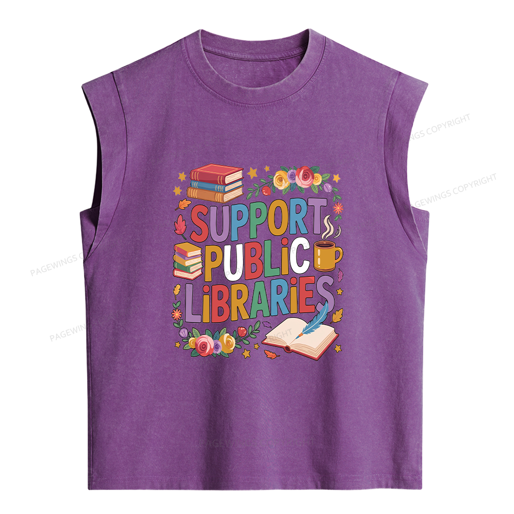 Pagewings Support Public Libraries Women's Washed Tank Top