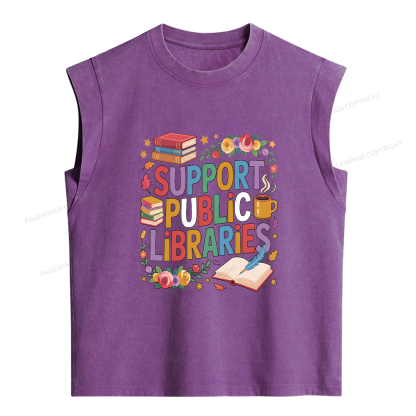 Pagewings Support Public Libraries Women's Washed Tank Top