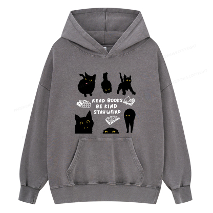 Pagewings Read Books Be Kind Stay Weird Unisex Washed Hoodie