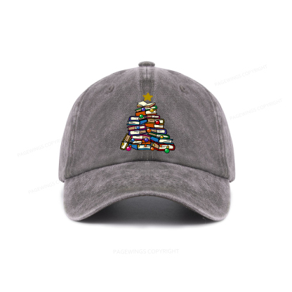 Pagewings Christmas Tree Bookworm Washed Cap
