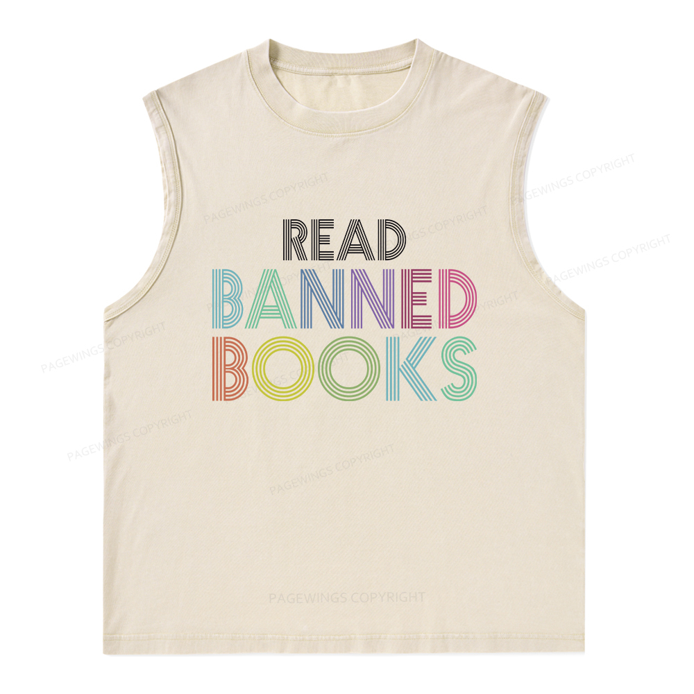 Pagewings Read Banned Books Shirt Unisex Washed Tank Top