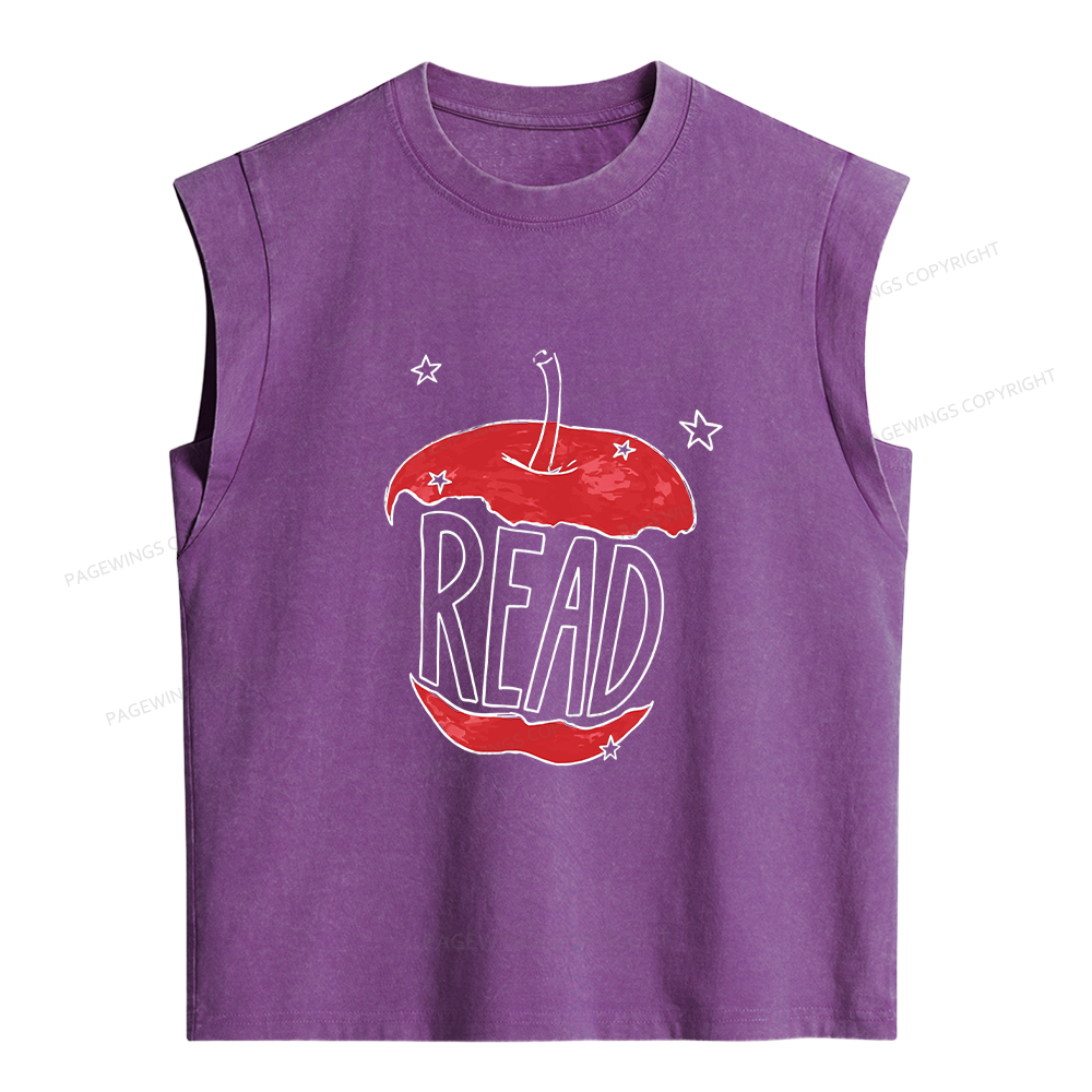 Pagewings Read Apple Women's Washed Tank Top