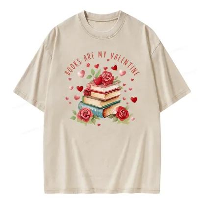 Pagewing Books Are My Valentine Unisex Washed T-shirt