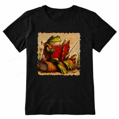 Pagewings Toad Fishing Book Reading Book Unisex Classic T-shirt