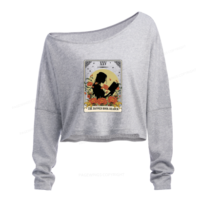 Pagewings The Banned Book Reader Slouchy Long Sleeve Off Shoulder T-shirt