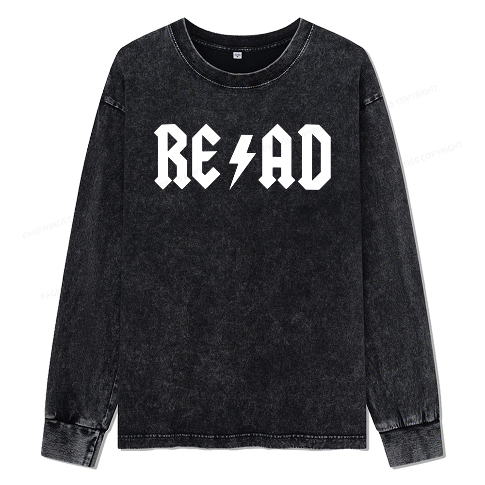 Pagewings Read Back In The Library "rock And Roll Unisex Washed Long Sleeve T-shirt