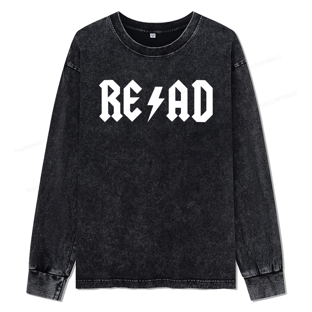 Pagewings Read Back In The Library "rock And Roll Unisex Washed Long Sleeve T-shirt
