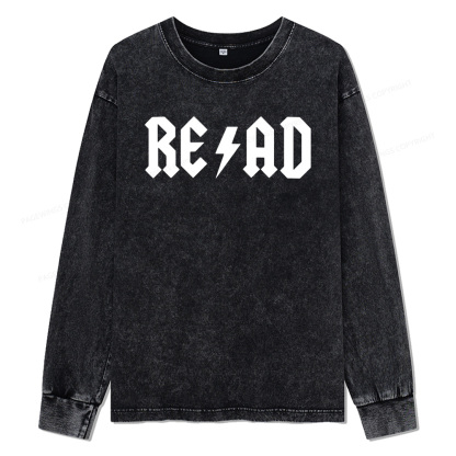 Pagewings Read Back In The Library "rock And Roll Unisex Washed Long Sleeve T-shirt