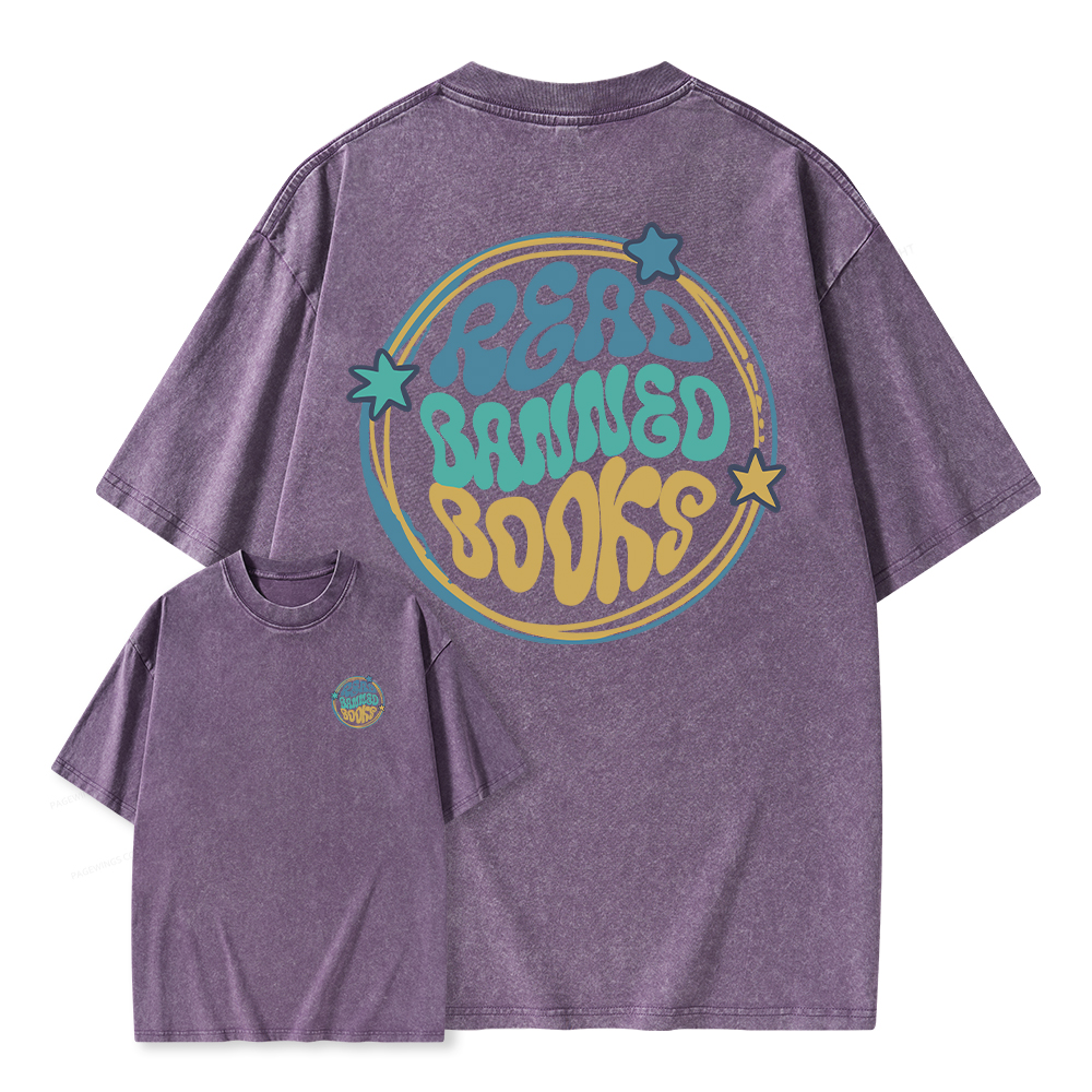 Pagewings Read Banned Books Unisex Washed T-shirt