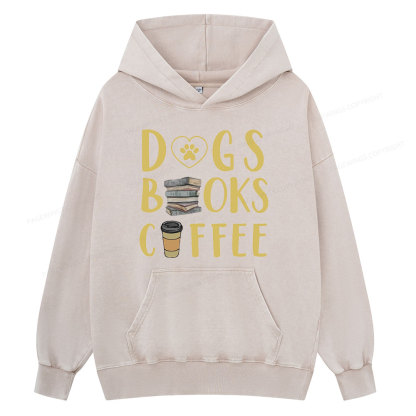 Pagewing Dogs, Books, Coffee Unisex Washed Hoodie