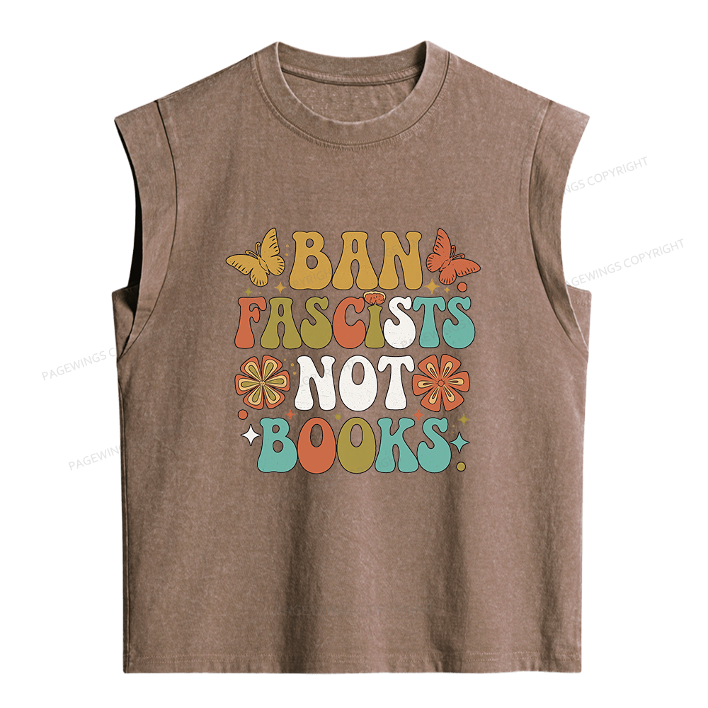 Pagewing Ban Fascists Not Books Women's Washed Tank Top