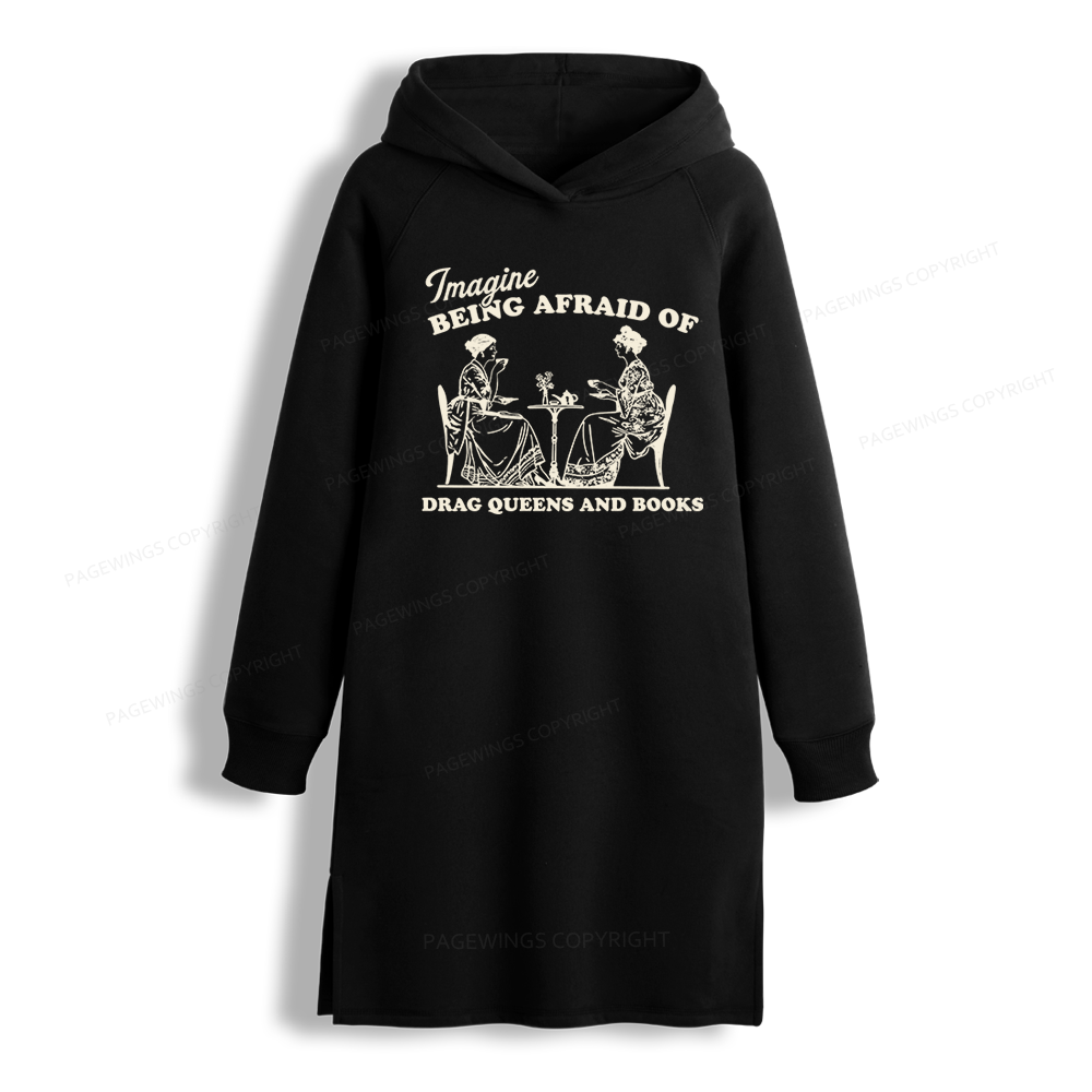 Pagewings Drag Queens Side-Slit Fleece Hoodie Dress