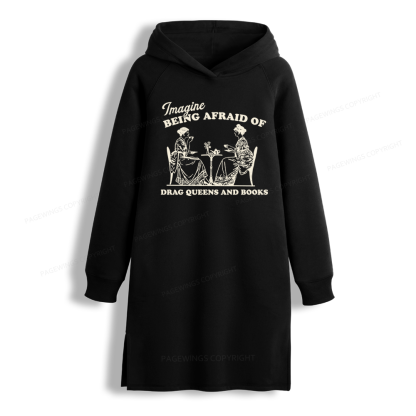 Pagewings Drag Queens Side-Slit Fleece Hoodie Dress
