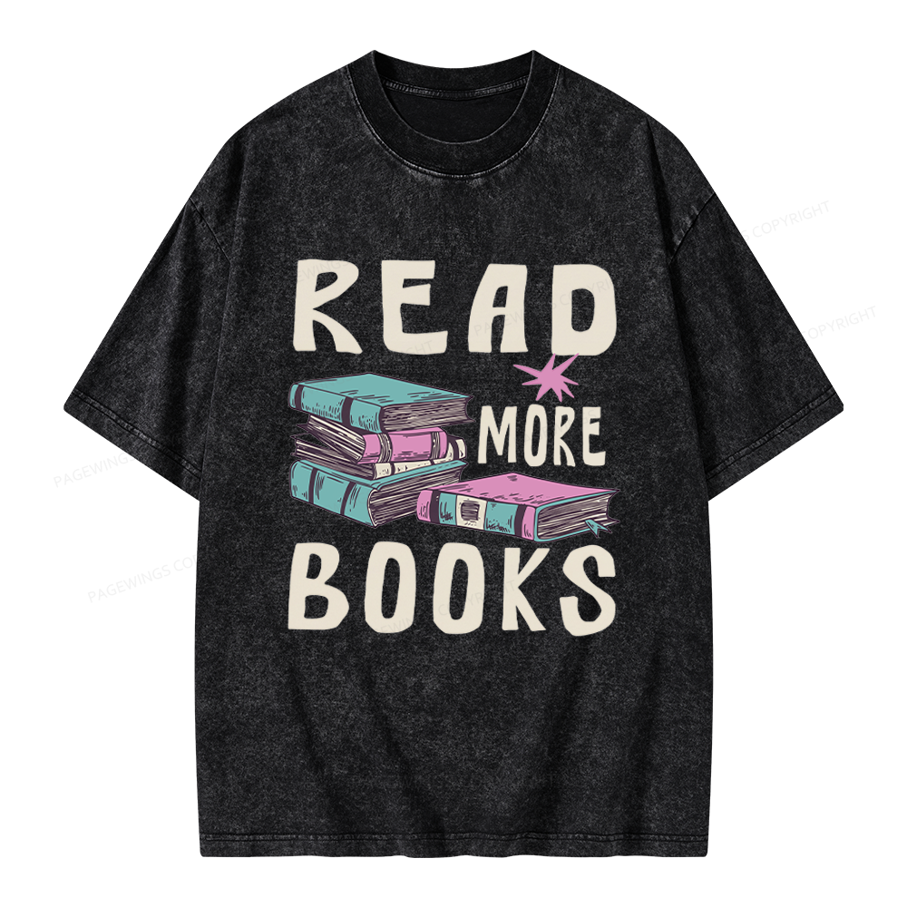 Pagewings 90s Vintage Read More Books Unisex Washed T-shirt
