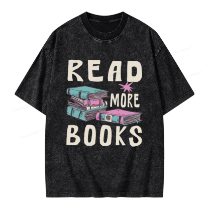 Pagewings 90s Vintage Read More Books Unisex Washed T-shirt