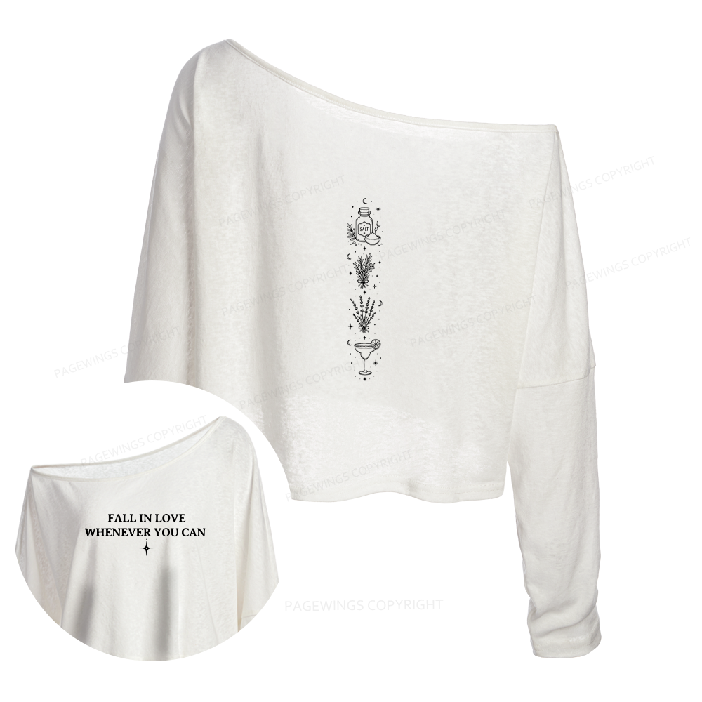 Pagewings Retro Halloween Slouchy Long Sleeve Off Shoulder T-shirt
